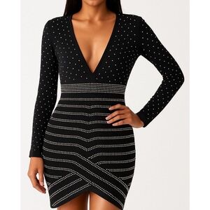 NWT Miss Circle NY Black Sparkle Bodycon Designer Luxury Cocktail Party Dress XL